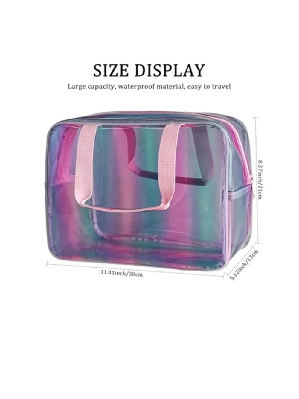 2 Set Waterproof Makeup Bag,11.81 x 5.12 x 8.27 inch 10 x 3.5 x 2inch